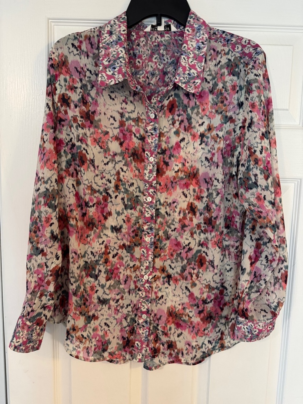 Liverpool Pink Multi Floral Button-Down Blouse
